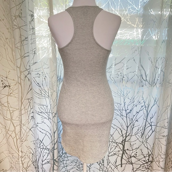 H:ours Racer gray waffle knit racerback bodycon mini dress - Picture 4 of 10